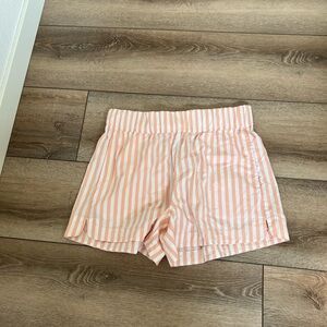 AYR Peach and White Striped Shorts